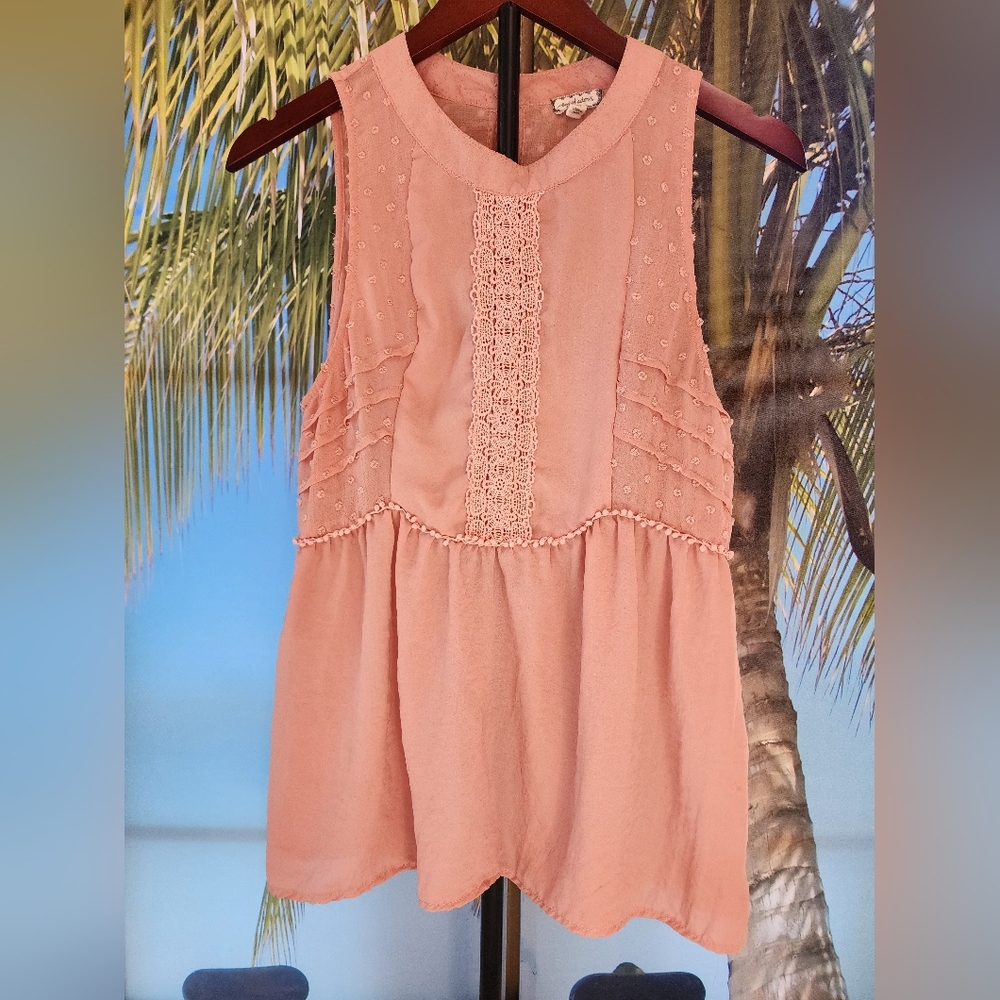 Pink Embellished Peplum Sleeveless Blouse